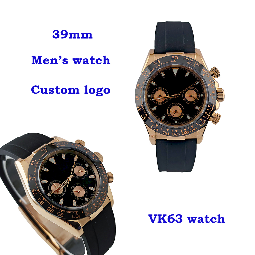 Rose Gold Bracelet - 39mm VK63 Męski Zegarek w Kolorze