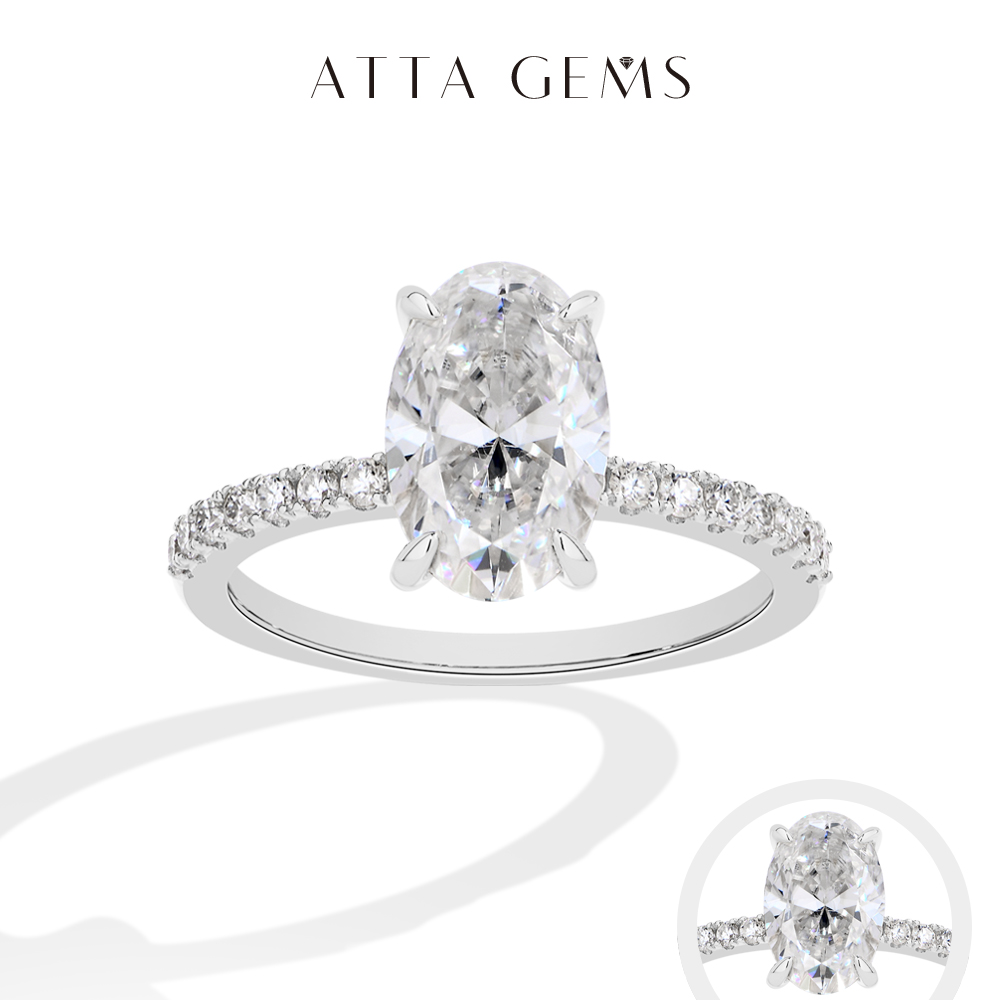 Moissanite Ring - ATTAGEMS Pierścionek z moissanitem o owalnym