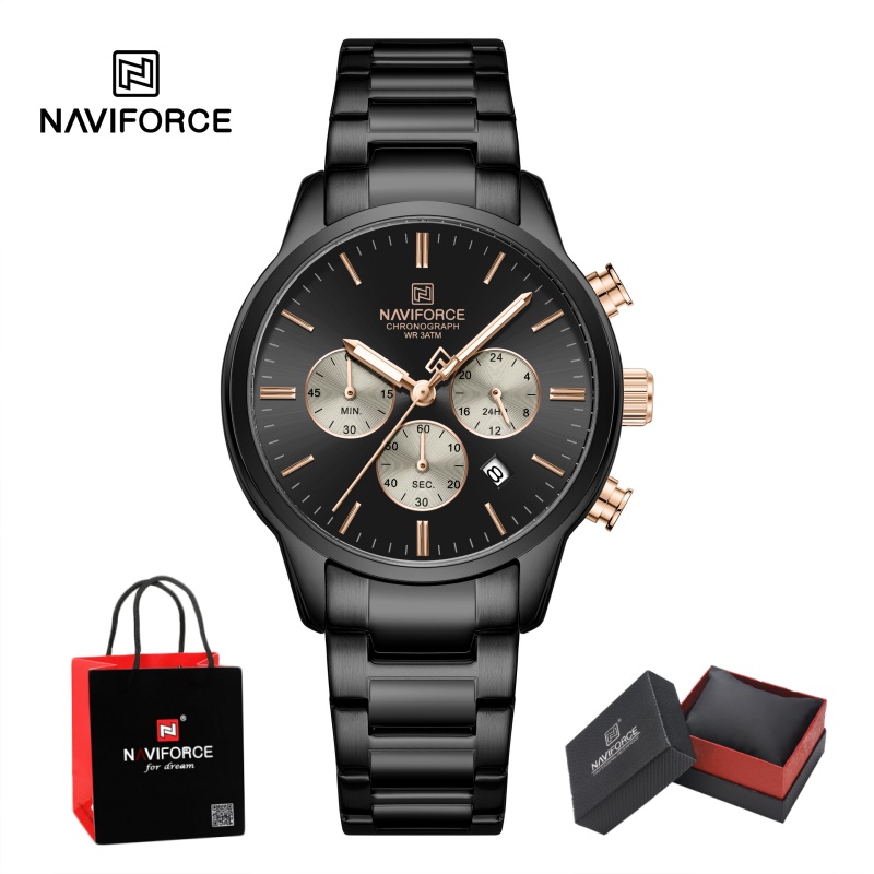 Watch Display Box - Zegarek męski NAVIFORCE Quartz Chronograph, wodoodporny,