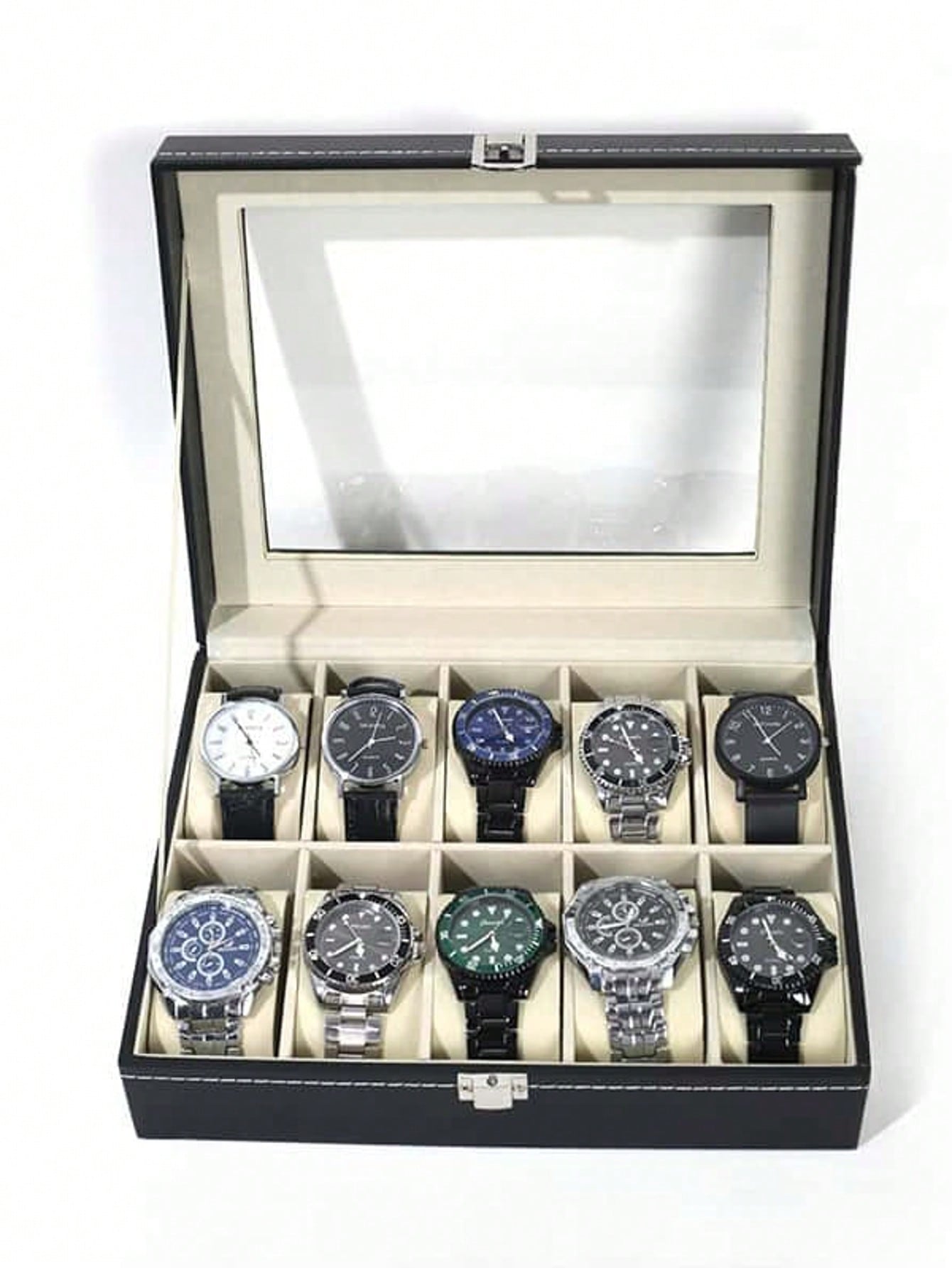 Watch Display Box - Skórzane pudełko na zegarki z zamkiem,