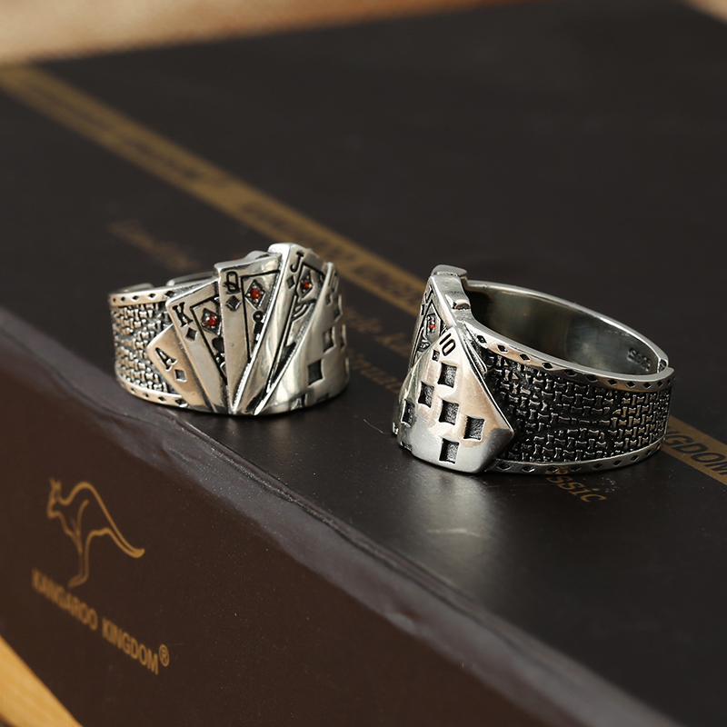Modne karty do gry, kreatywna  – Sterling Silver Ring recenzja i cena